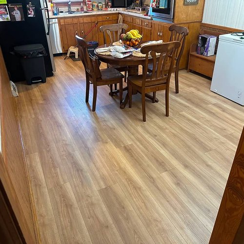 A local kitchen in Greenwood, SC with hard surface flooring installed by Reagan Flooring